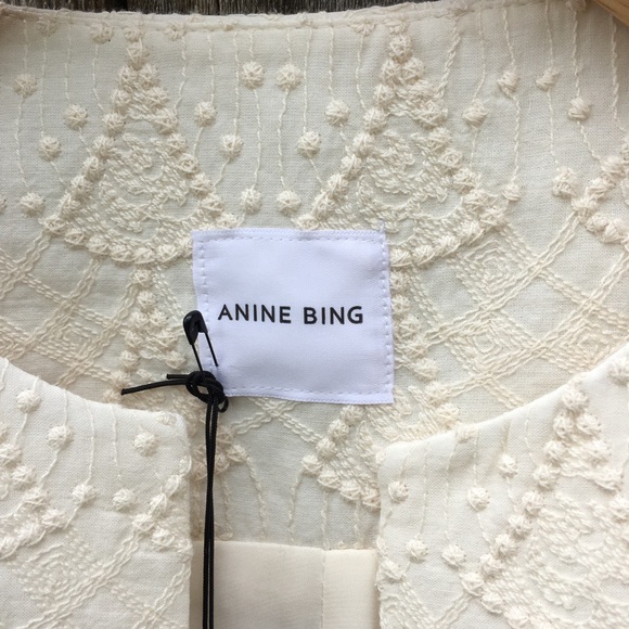 NWT Anine Bing Embroidered Open Jacket Cream XS - Picture 4 of 8